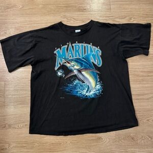 Vintage Men’s Black Florida Marlins Graphic Cotton T-Shirt size XL